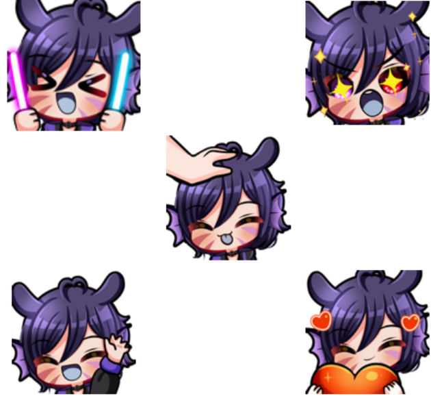 Cheer, Pog, Headpat, Wave and Heart